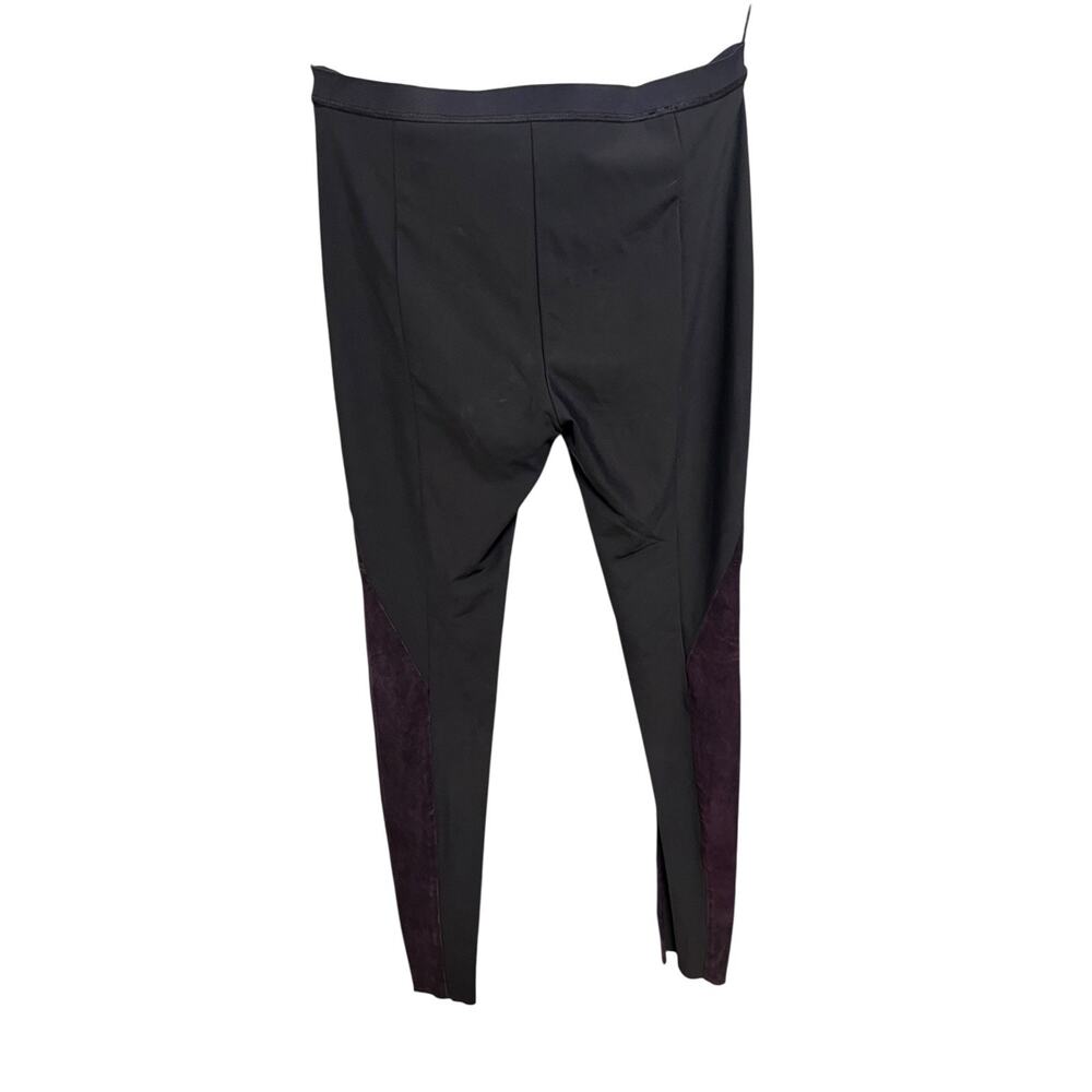 ILARIA NISTRI Leather Trimming Black Burgandy Womens Pants Size 42 US 8 A10